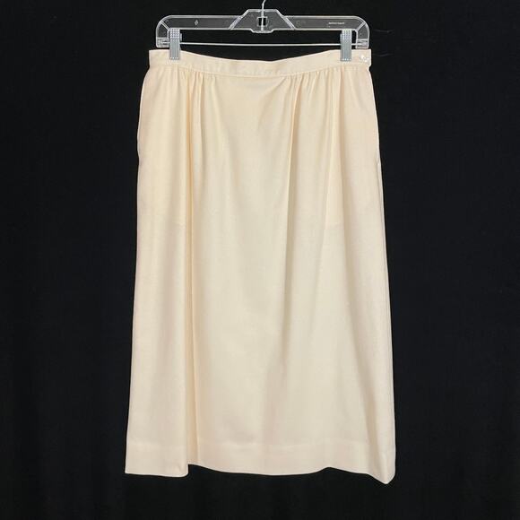 Vintage 1950's Pendleton Skirt Ivory Wool A-line Midi Pockets Twee Minimalist 6 - Picture 1 of 4